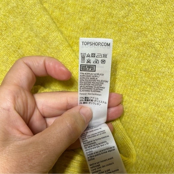 Topshop Wide Sleeve Crop Sweater in Yellow 6 NWOT - Picture 10 of 13